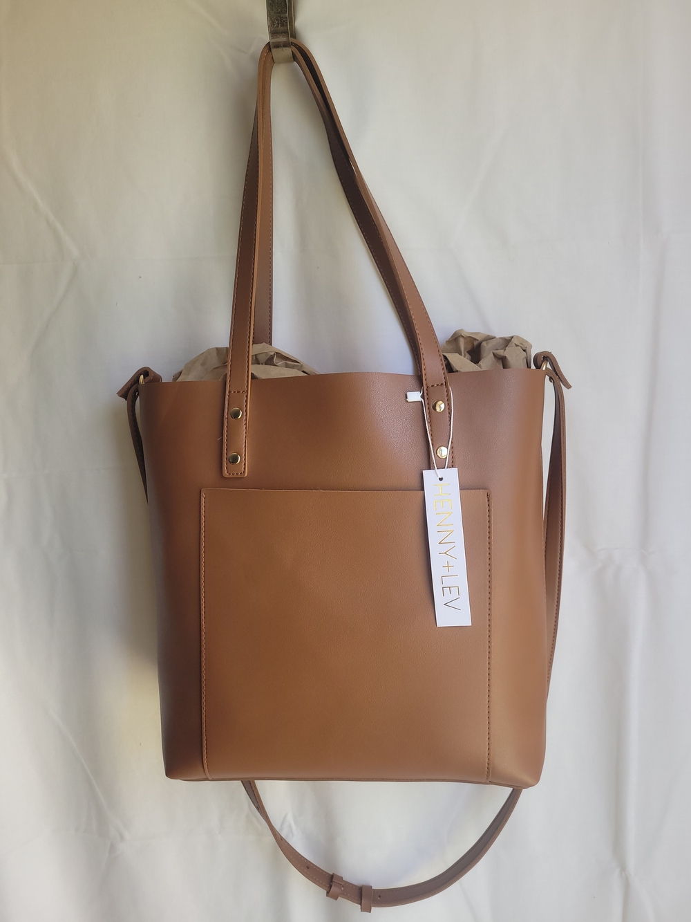 Henny & Lev Women's Tan Tote Bag - Classic Leather-Feel Shopper